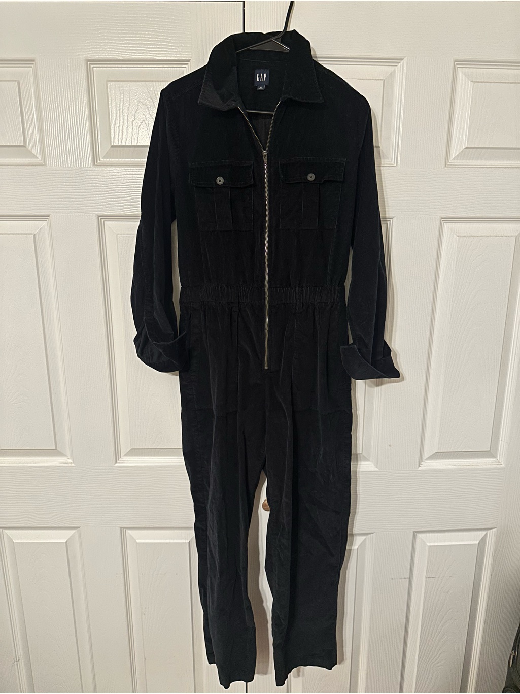 Gap Black Velour Zip Jumpsuit